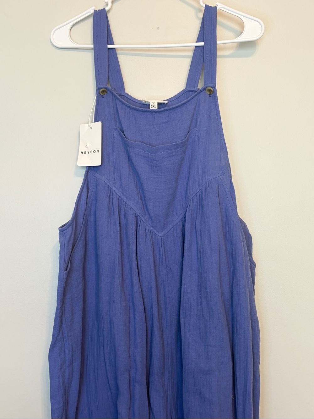 Lightweight Periwinkle Blue Cotton Gauze Jumpsuit - Picture 4 of 9